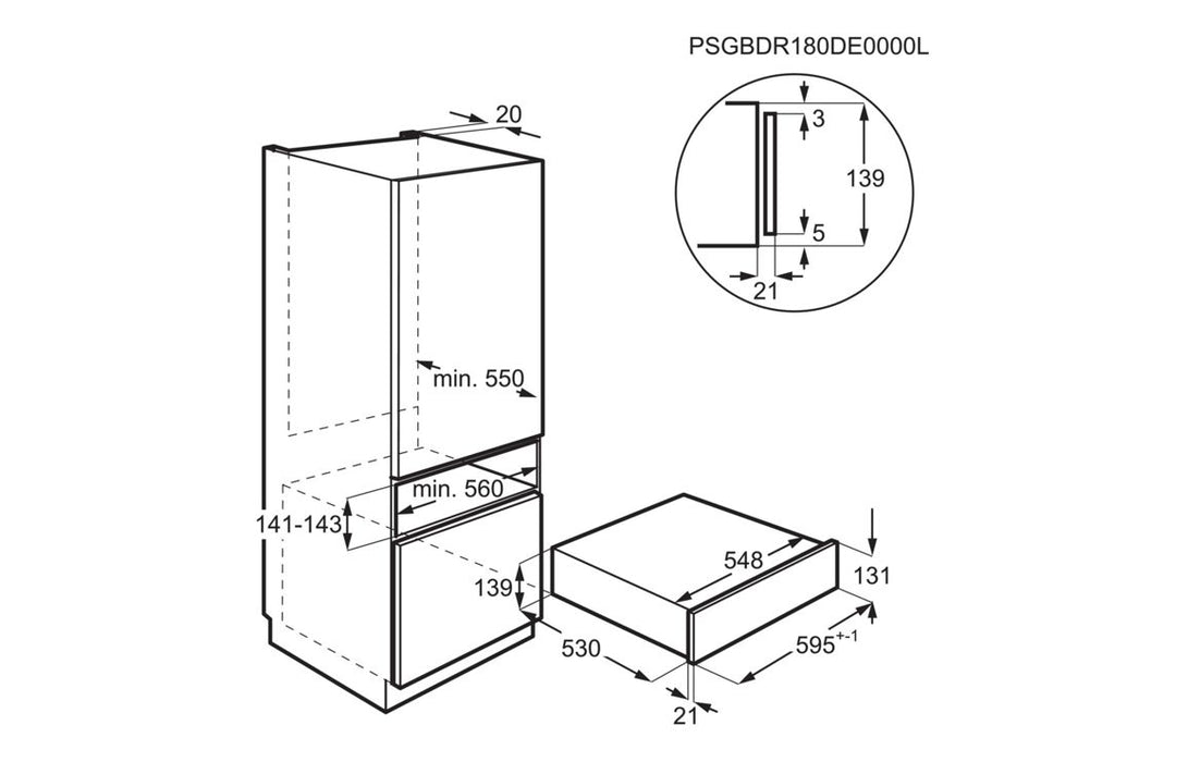 AEG OD8K11B 14cm Warming Drawer - Black