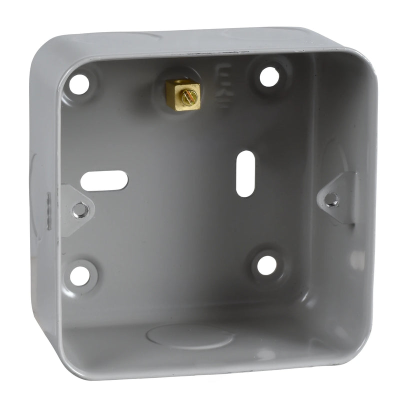 Exclusive Grid Mounting Box 1-2 Gang Metal Clad Steel 76 x 42 x 76mm Grey