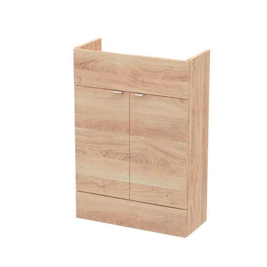 Hudson Reed Fusion 600mm Bleached Oak 2 Door Floor Standing Compact Vanity, Basin or Vanity and Basin