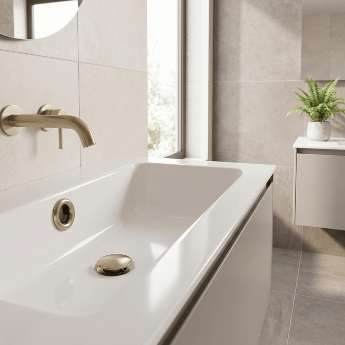 Round Brushed Brass Basin Overflow Cover