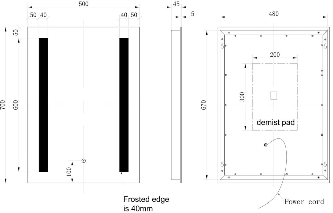 Oceana Rectangle Front-Lit LED Mirror