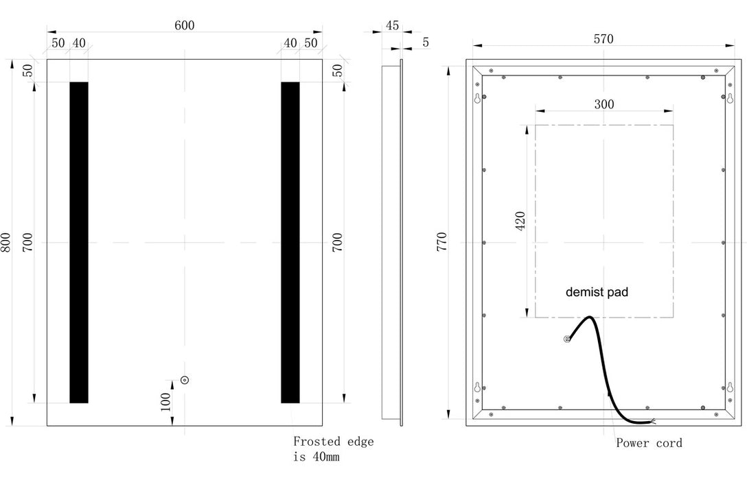 Oceana Rectangle Front-Lit LED Mirror