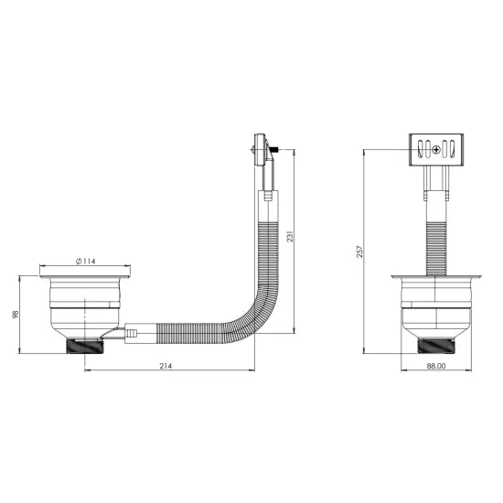 Top Fix Basket Strainer Basin Waste With Overflow