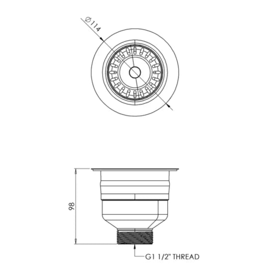 Top Fix Basket Strainer Basin Waste With Overflow