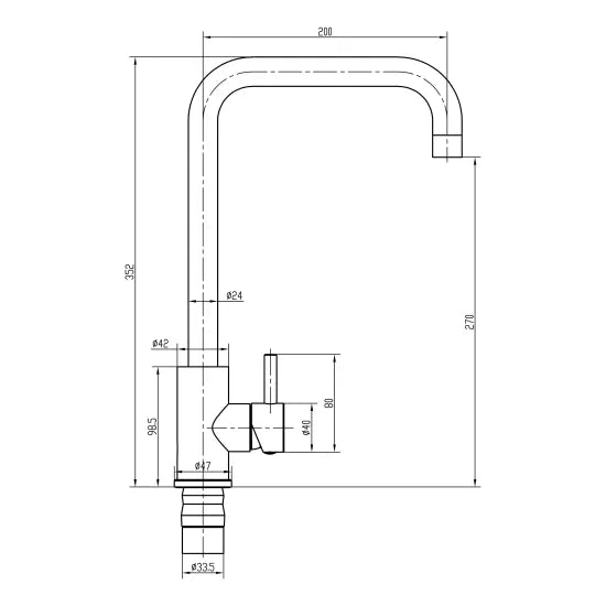 Top Fix  Square Kitchen Tap