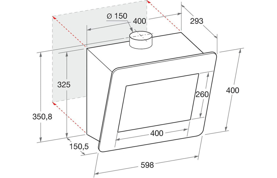 Hotpoint PHVP 6.4F AL K/1 60cm Angled Chimney Hood - Black Glass