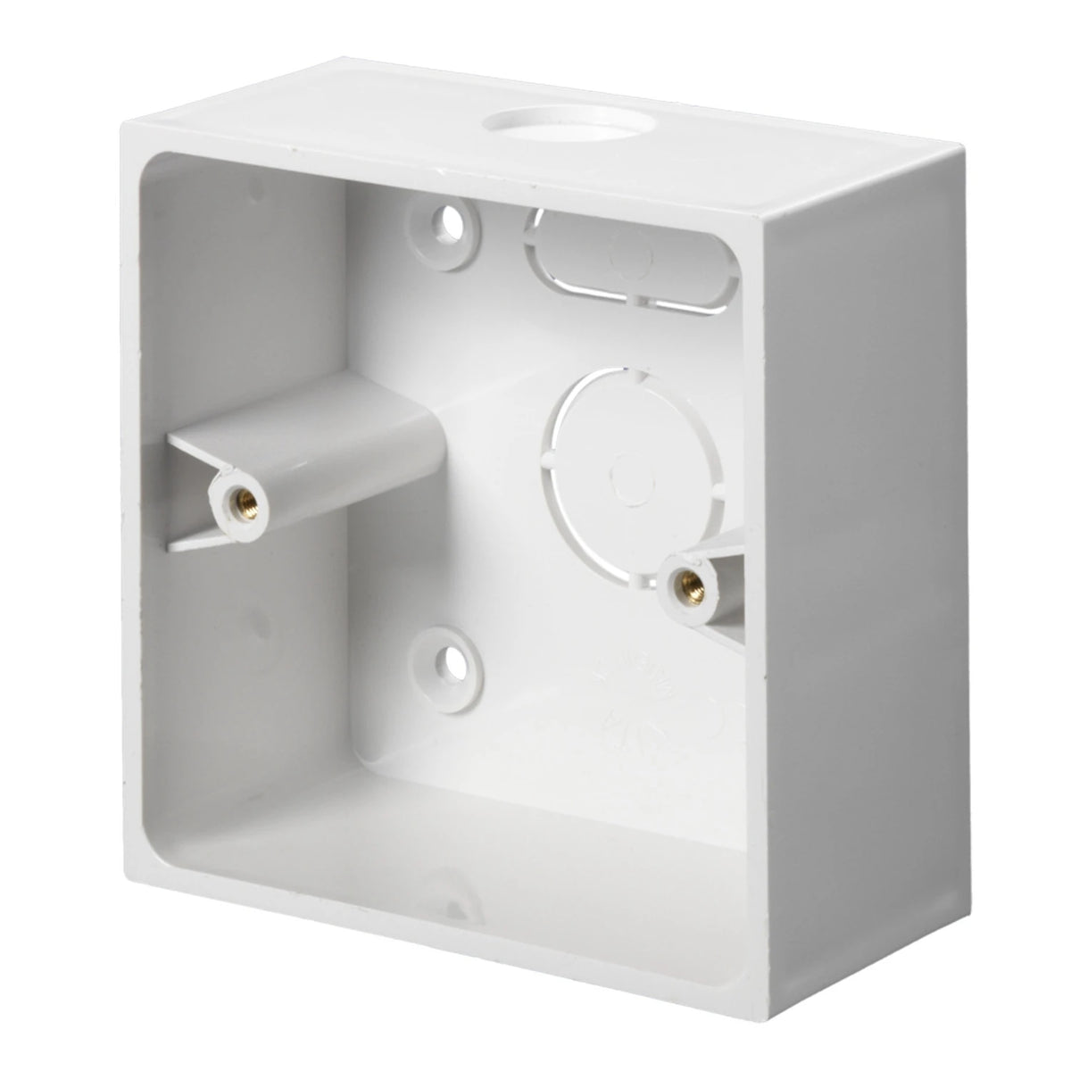Mita, surface mounting box, 1 gang, 44mm, square corner, knockout