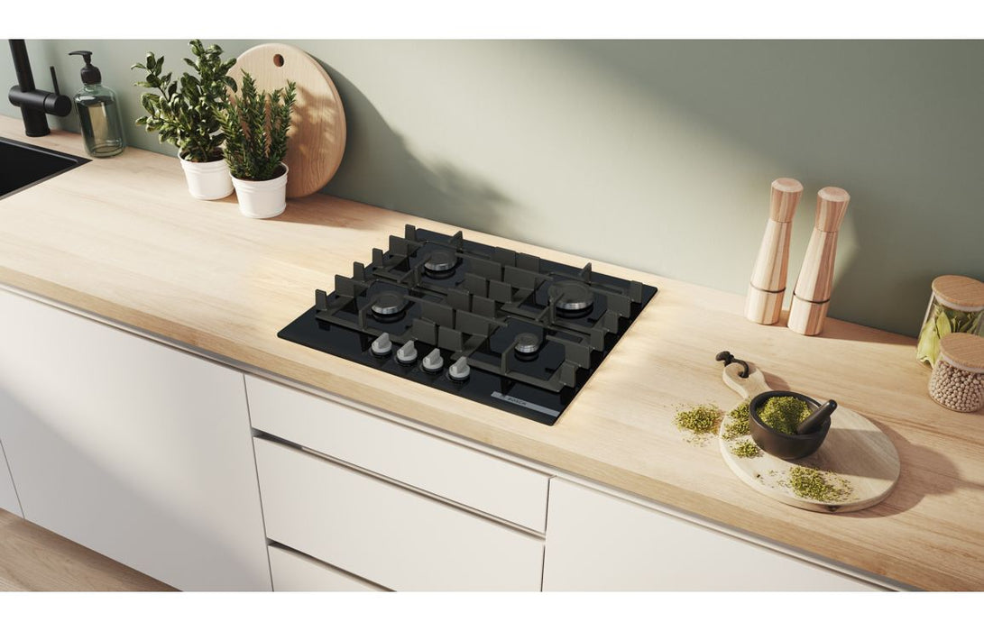 Bosch Series 4 PNP6B6K40 60cm Gas on Glass Hob - Black