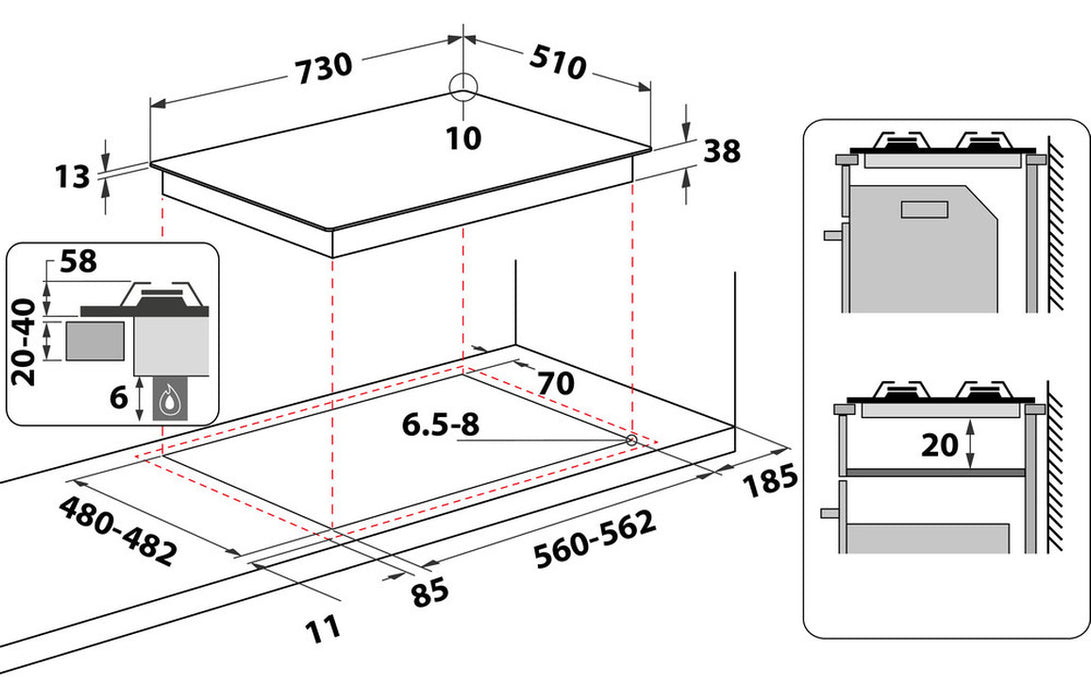 Hotpoint PPH 75G DF IX UK 75cm Gas Hob - St/Steel