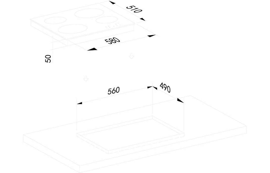 Prima PRCEH115 60cm Ceramic Hob - Black Glass