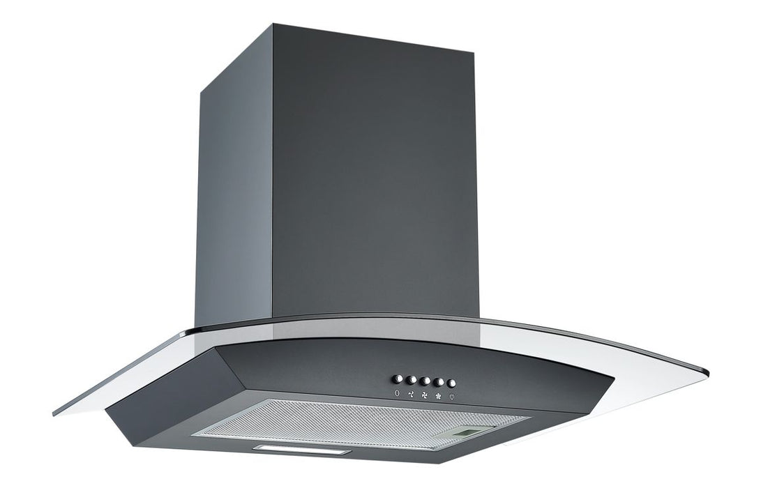 Prima PRCGH017 60cm Curved Glass Chimney Hood - Black