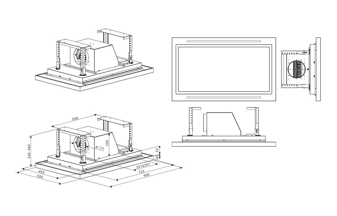 Prima PRCH303 90cm Ceiling Hood - St/Steel