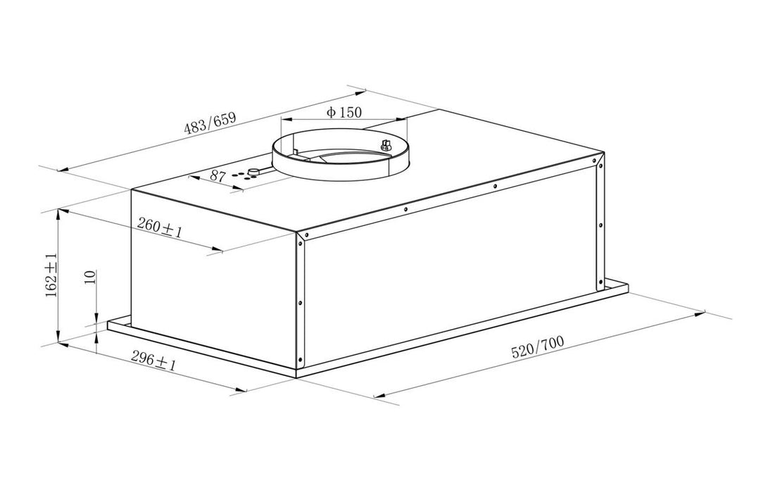 Prima PRCH702 52cm Integrated Hood - Grey