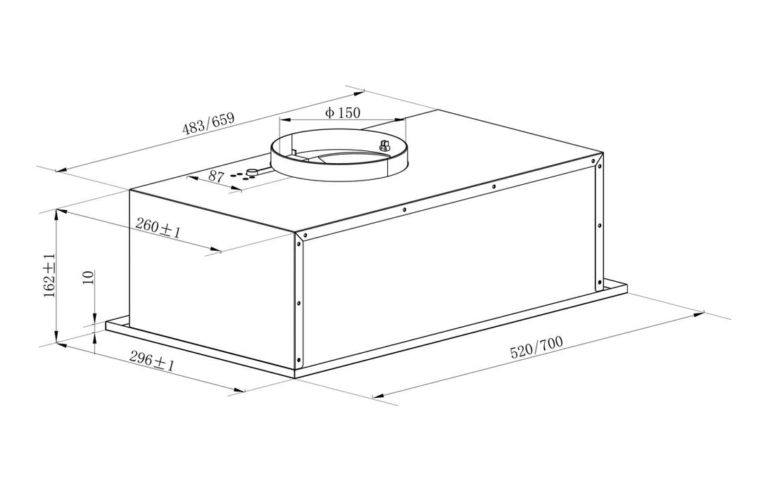 Prima PRCH703 70cm Integrated Hood - Grey