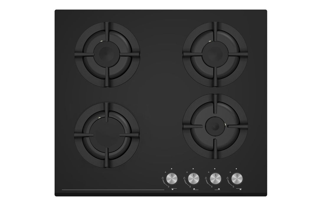 Prima PRGH224 60cm Gas on Glass Hob - Black Glass