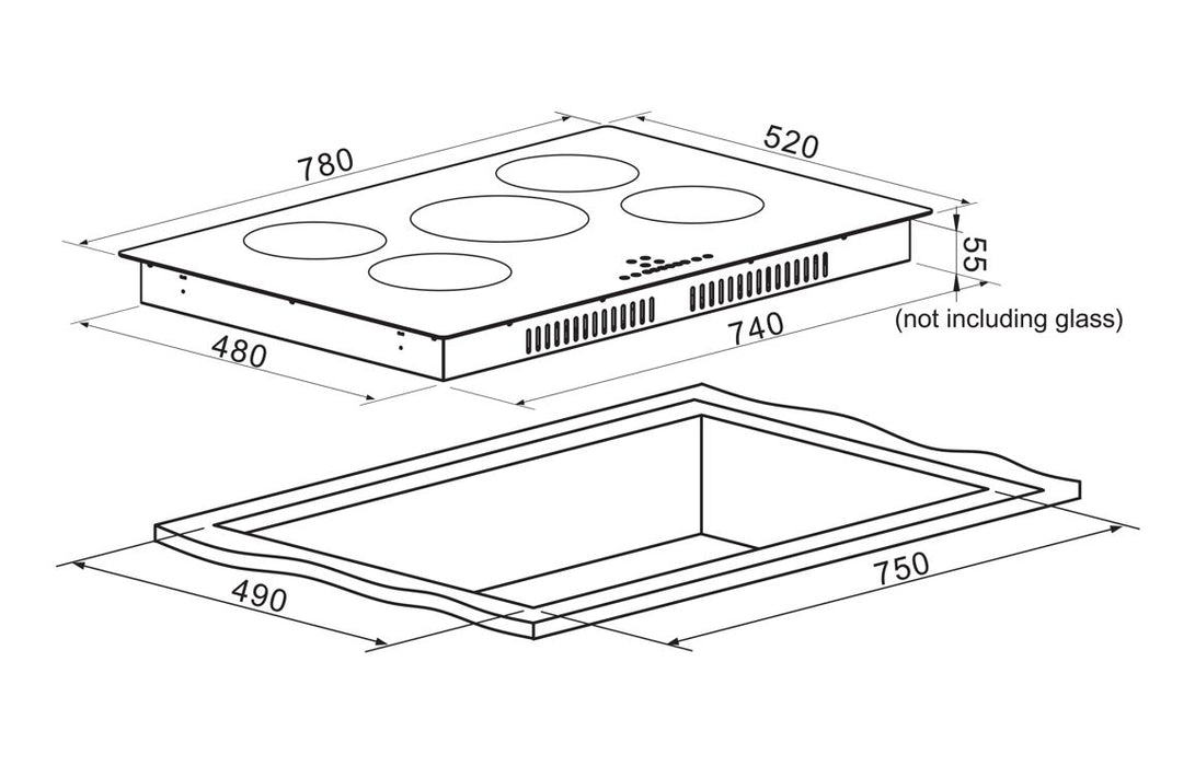 Prima PRIH022 78cm Induction Hob - Black