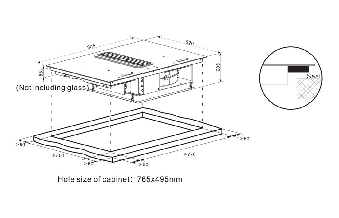 Candy CVW6BB 60cm Gas on Glass Hob - Black