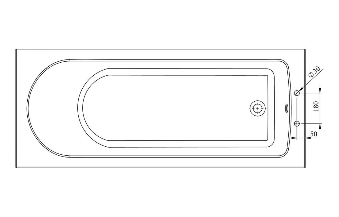 Penrose D Shape Single End SUPERCAST 1700x700x550mm 2TH Bath w/Legs