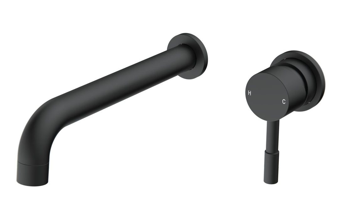 Perano 220mm Wall Mounted Basin Mixer - Matt Black