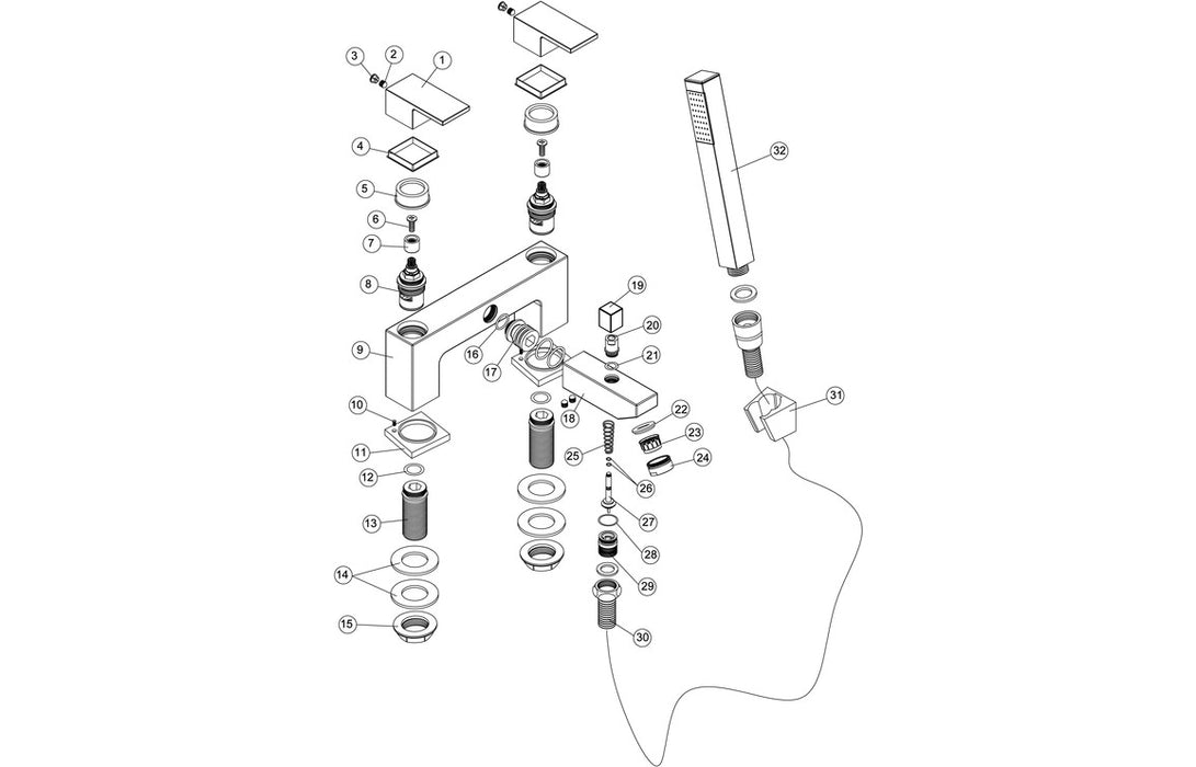 Portena Bath/Shower Mixer & Bracket - Chrome