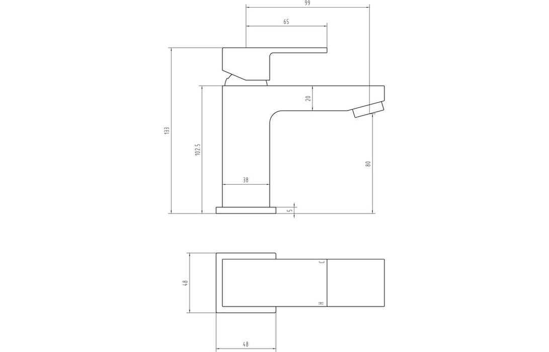 Portena Cloakroom Basin Mixer & Waste - Chrome