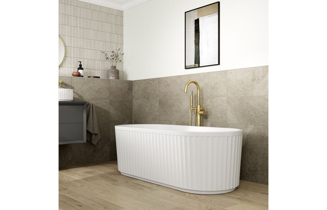 Impel 610mm Wall Hung 2 Drawer Basin Unit & Thin Edge Basin - Matt Clay
