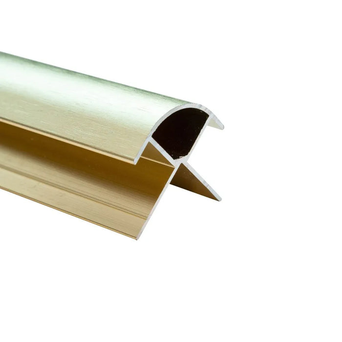 Decortrim – 11.5mm x 2.4m – Metal External Corner Trim – Brushed Gold