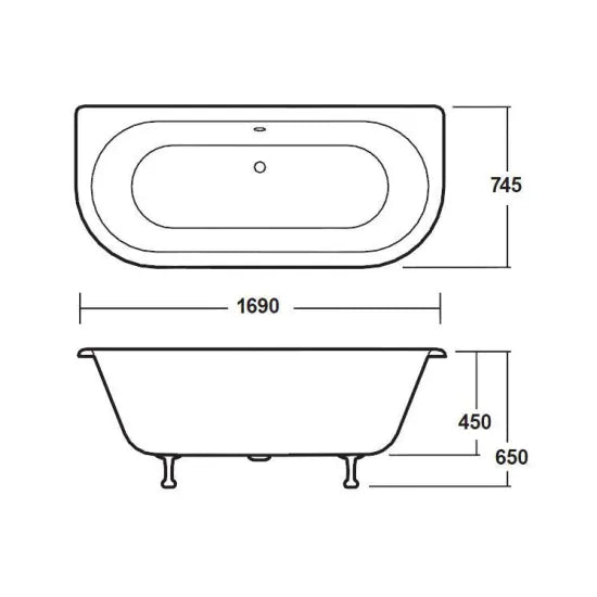 Old London Kenton 1700mm Back to Wall Double Ended Freestanding Bath