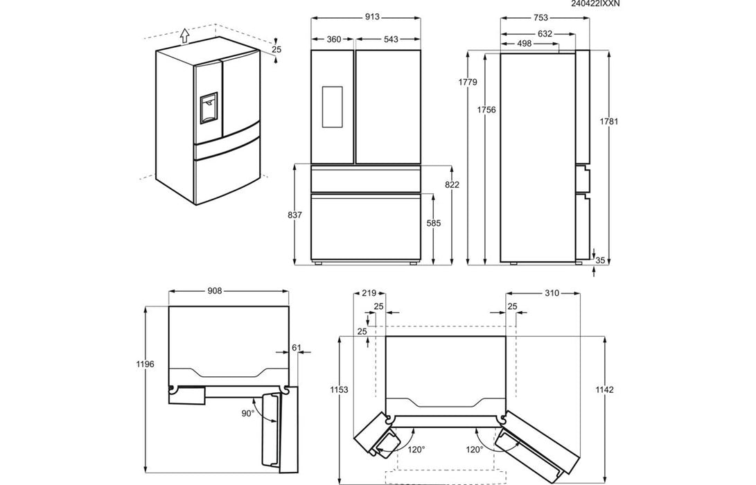 AEG RMB954E9VX F/S TwinTech No Frost American Fridge Freezer - St/Steel