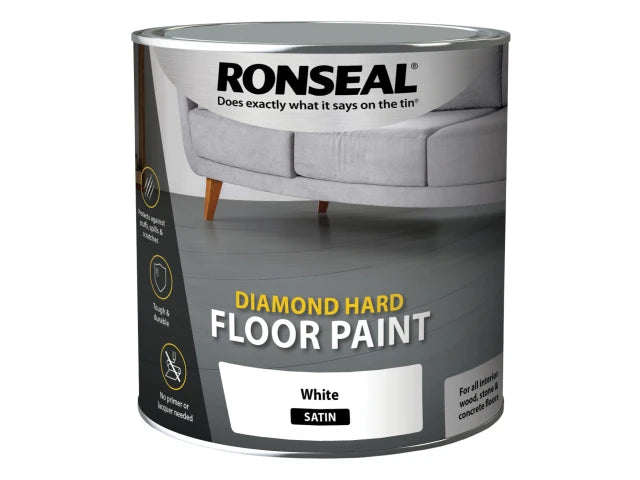 Diamond Hard Floor Paint Satin White 2.5 litre
