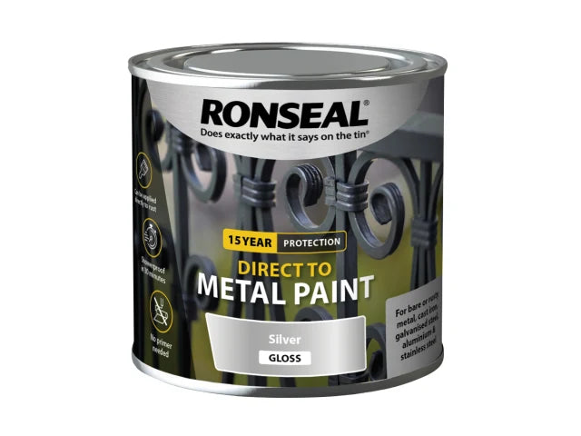 Direct to Metal Paint Silver Gloss 250ml