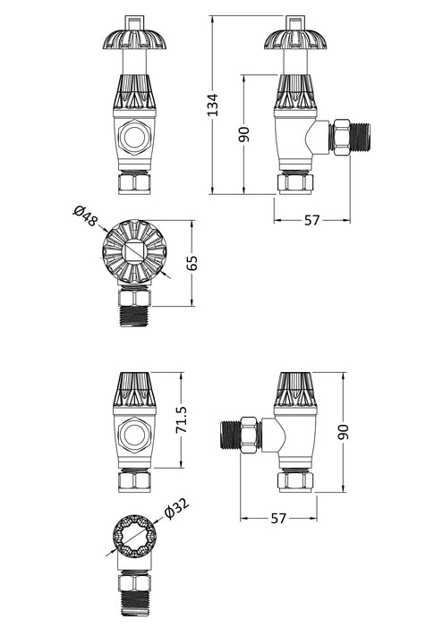 Antique  Thermostatic Radiator Valve Pack