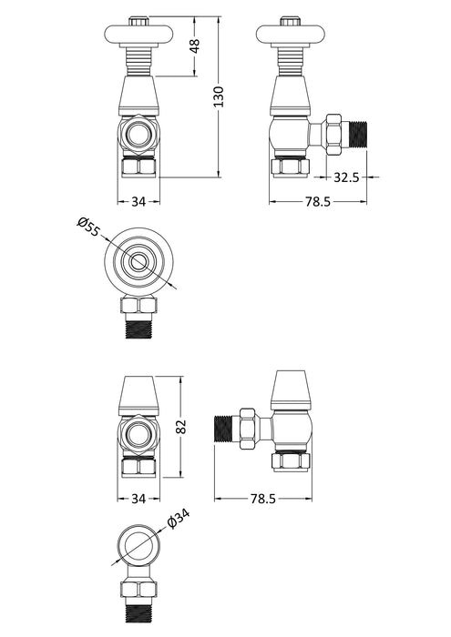 Camden  Angled Thermostatic Radiator Valve