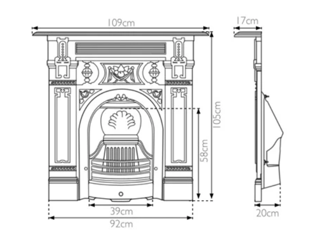 Carron Victorian Large Cast Iron Combination Fireplace