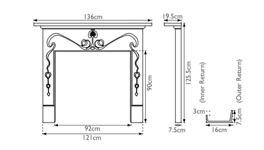 Carron Art Nouveau Cast Iron Fireplace Surround