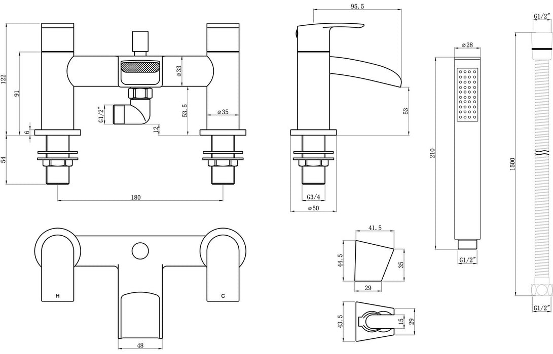Rivano Bath/Shower Mixer - Chrome