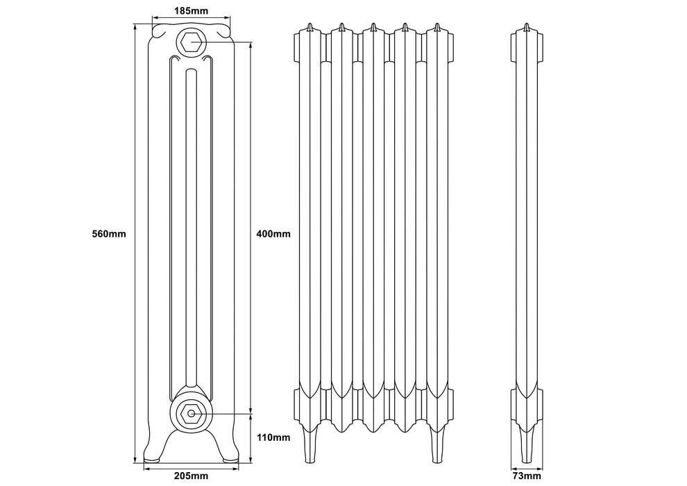 Carron Rococo 2 Column Radiator- 560mm