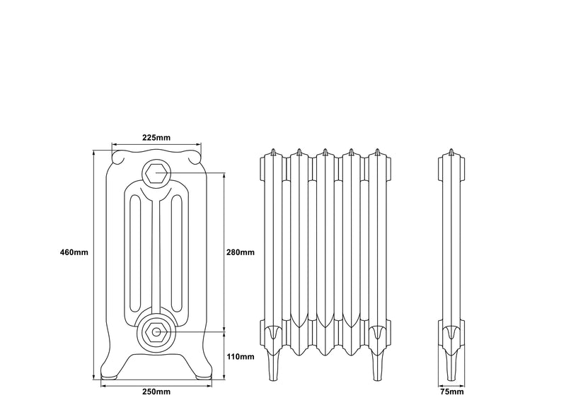 Carron Rococo 3 Column Radiator- 460mm