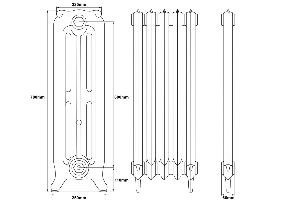 Carron Rococo 3 Column Radiator- 780mm