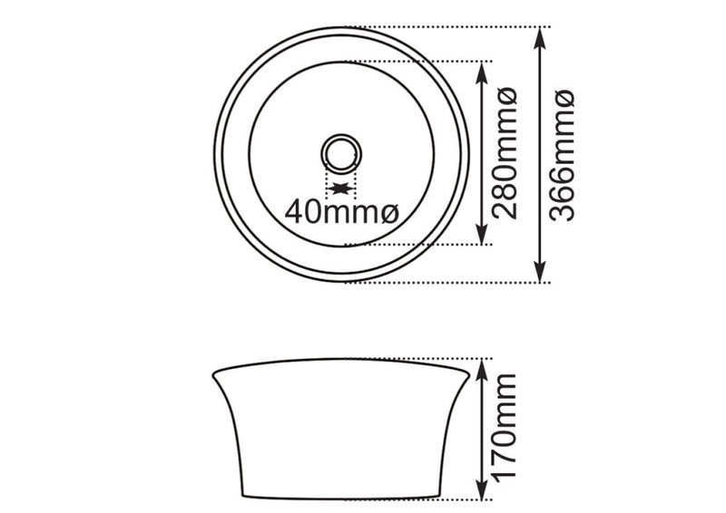 Hurlingham Painted Round Cast Iron Basin 366x170 Countertop Basin