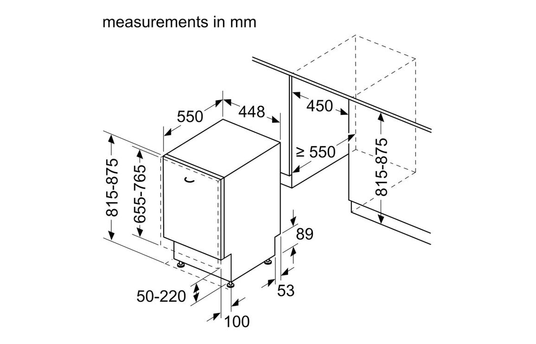 Neff N50 S875HKX21G F/I 10 Place Slim Dishwasher
