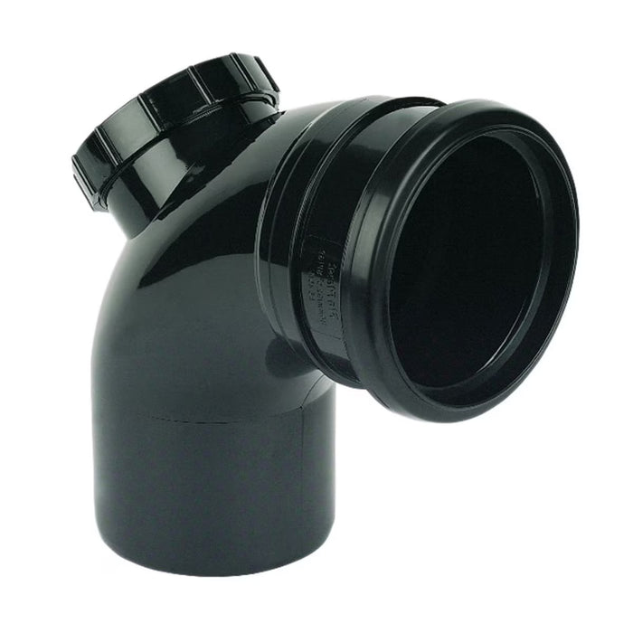 Floplast Soil Pipe 90 Deg Single Socket Access Bend (Black)