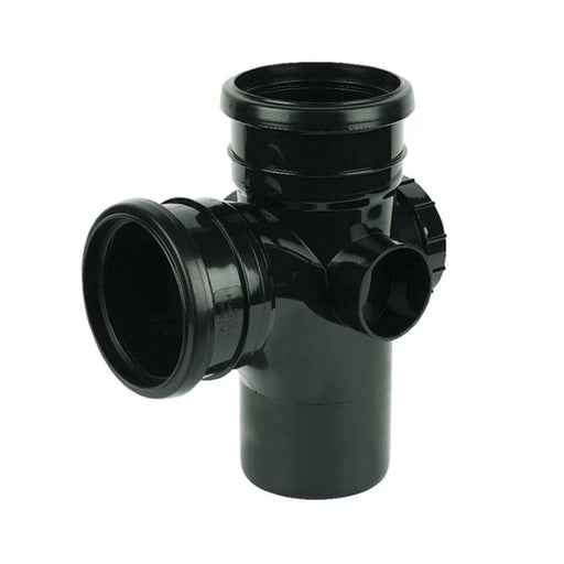 Floplast Soil Pipe Access T Branch Double Socket (Black)