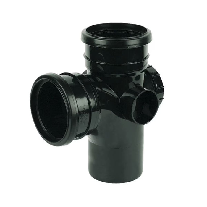 Floplast Soil Pipe Access T Branch Double Socket (Black)