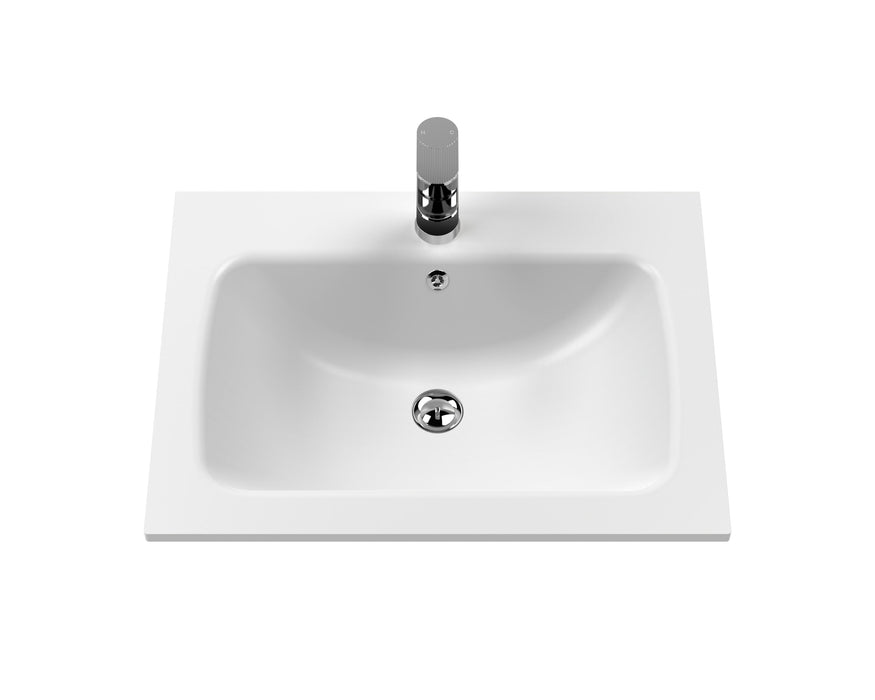 600mm 1 Tap Hole Matt White Stone Furniture Basin