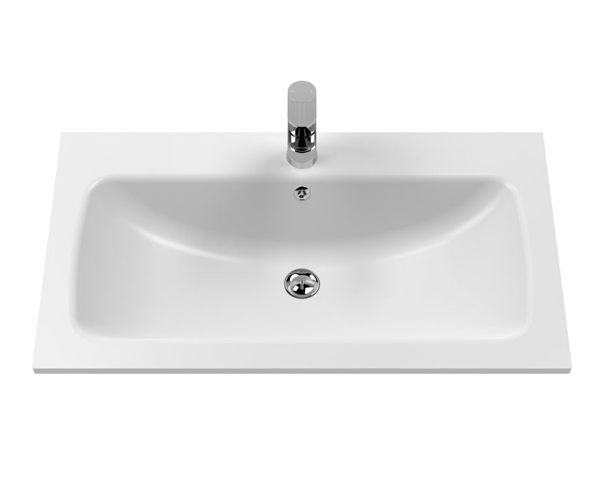 800mm 1 Tap Hole Matt White Stone Furniture Basin