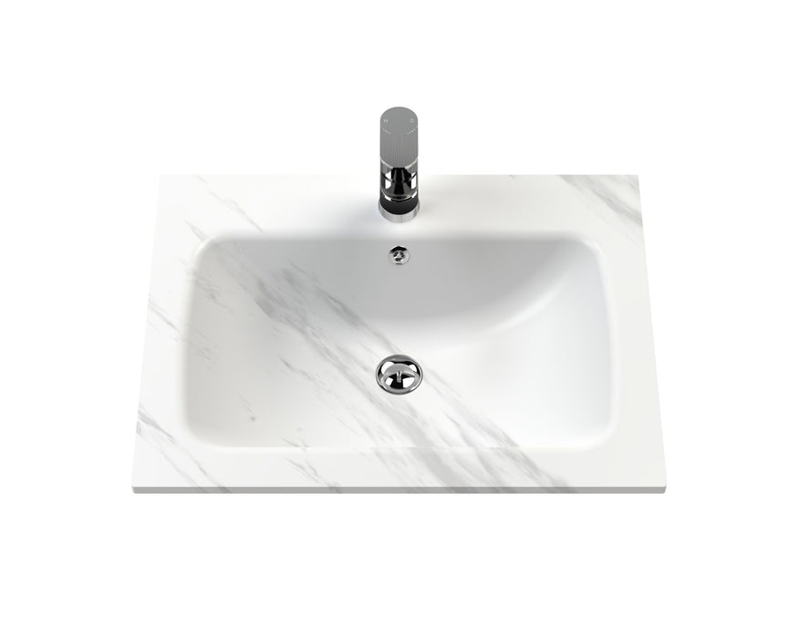 600mm 1 Tap Hole Carrera Marble Stone Furniture Basin
