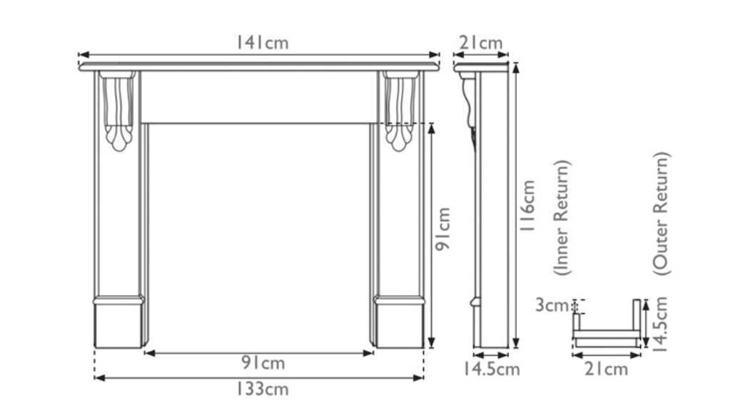 Carron Edinburgh Corbel Wooden Fireplace Surround