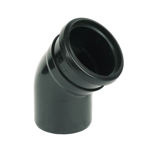 Floplast Soil Pipe 45 Deg Single Socket Bend (Black)
