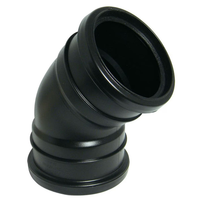 Floplast Soil Pipe 45 Deg Double Socket Bend (Black)